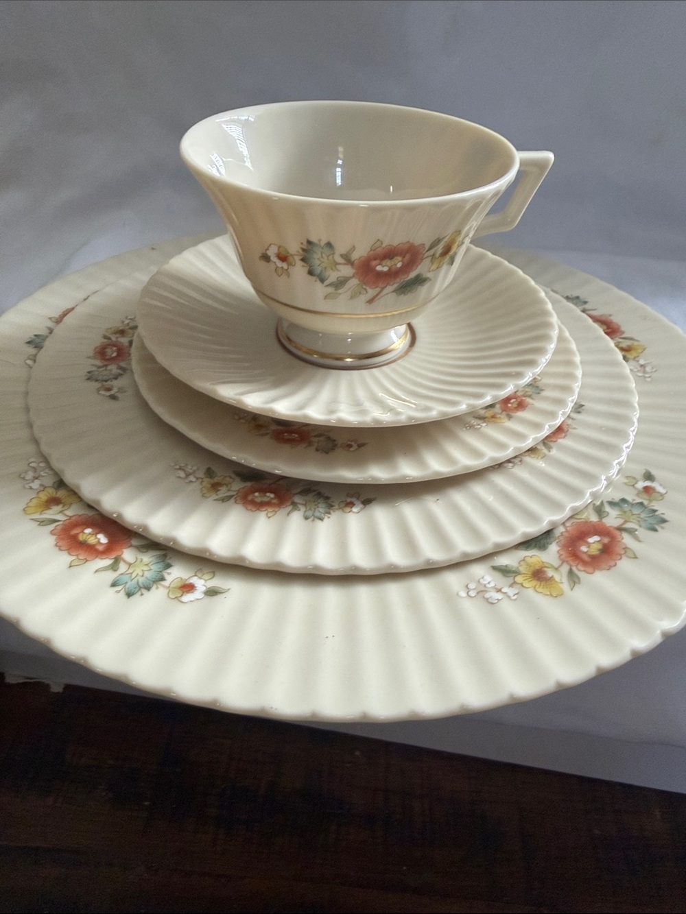 Lenox Ivory  five piece place setting Temple Blossom